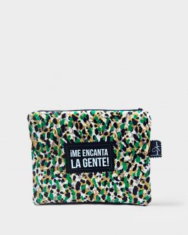 Cartera Soneto Animal print Verde y Negro