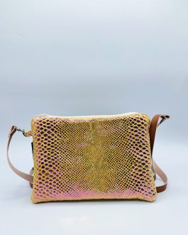 Bolso-cartera amarillo y brillo
