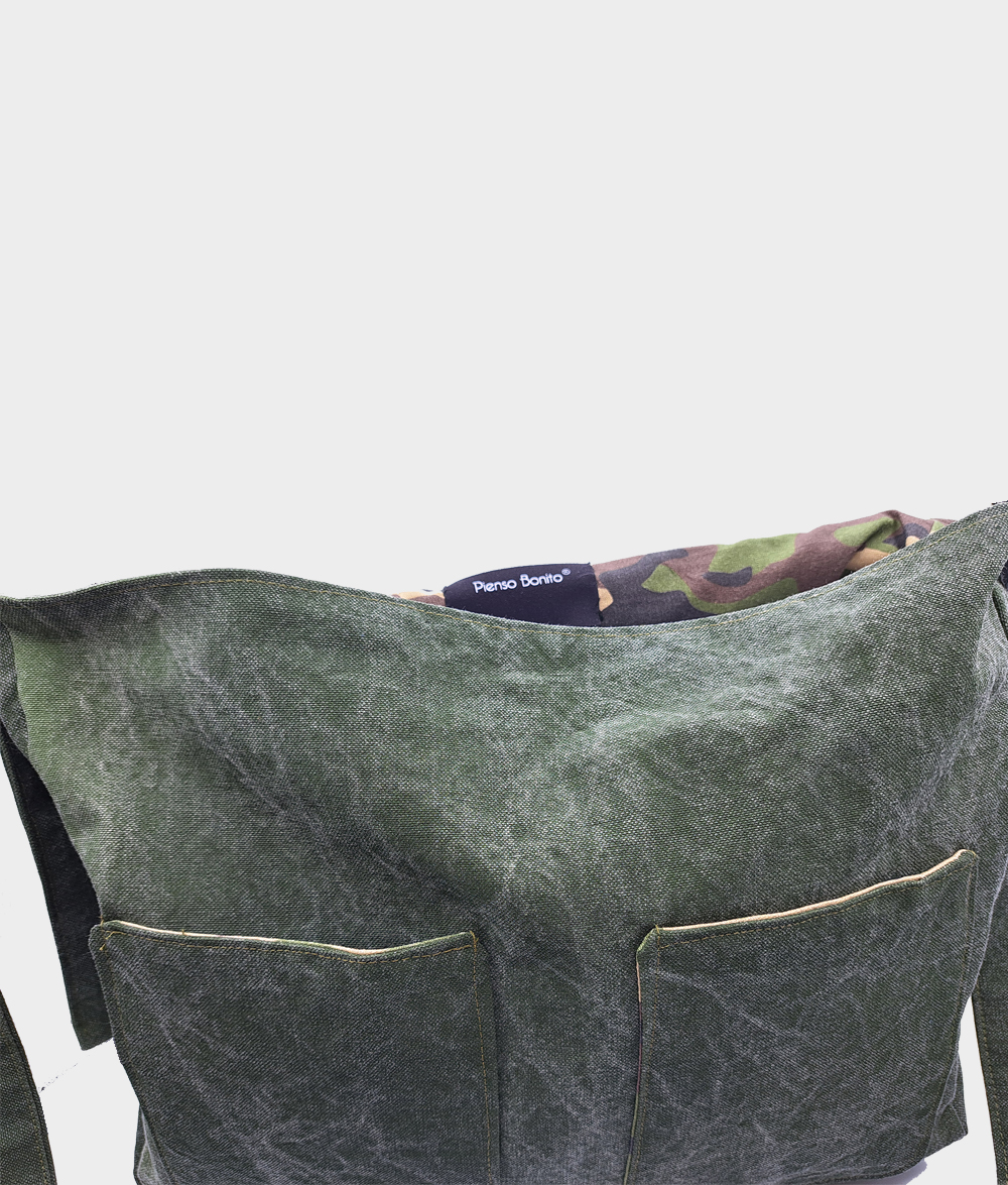 Bolso maletín verde jaspeado