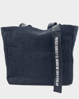 Bolso Rectangular negro brillito Etiqueta Vertical