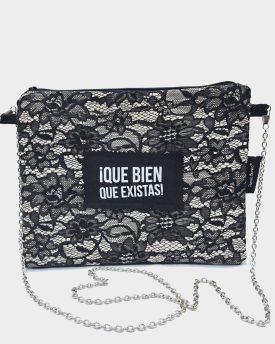 Bolso-Cartera encaje Negro con cadenita