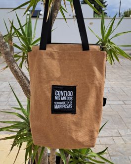 Maxi Bolso Tote-Bag Camel con fondo y cremallera