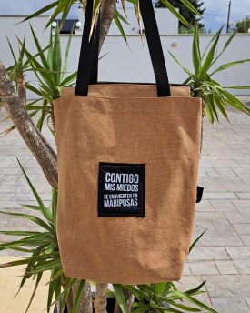 Maxi Bolso Tote-Bag Camel con fondo y cremallera