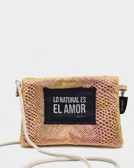 Bolso-cartera brillo-amarillo con cordón o cadenita